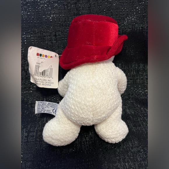 BNWT Original 6 inch Aurora by A&A Plush Inc White Bear with Red Hat and Heart - Picture 3 of 4